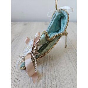 Katherine's collection green velvet shoe stiletto princess fairytale Xmas orname